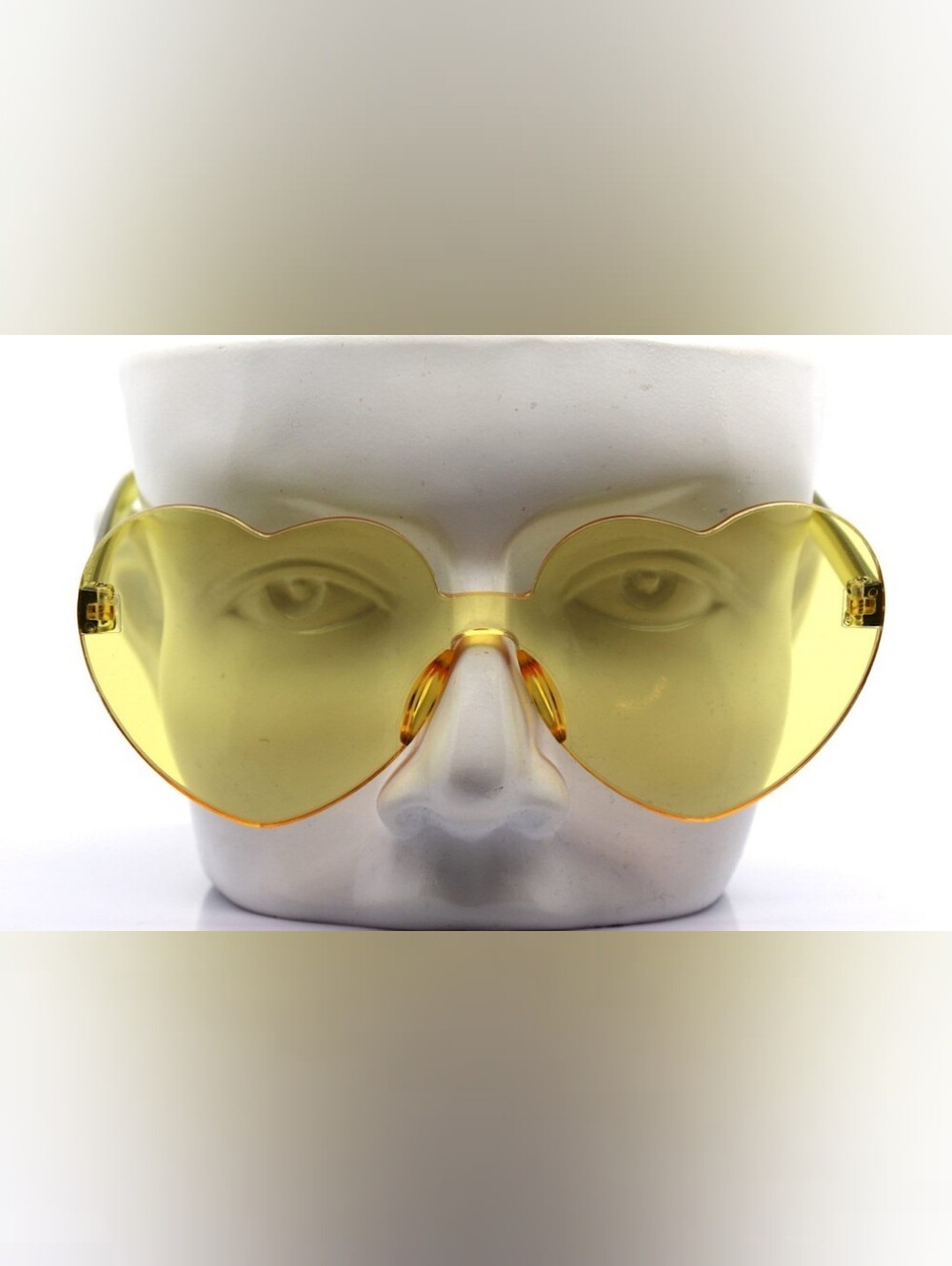 Yellow Rimless Heart Sunglasses -